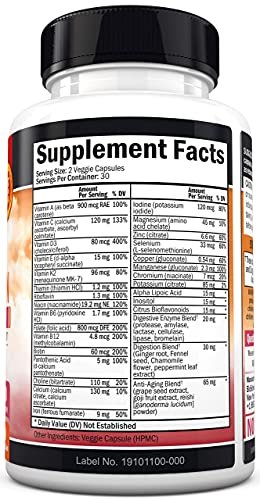 Multivitamin für Frauen mit Vitamin D3 - Multivitamine für Knochen, Brust, Haut, Gelenke, Energie - Vitamine zur Unterstützung des Immunsystems - Natürliche Immunabwehr - Gelenkunterstützung - 60 Kapseln