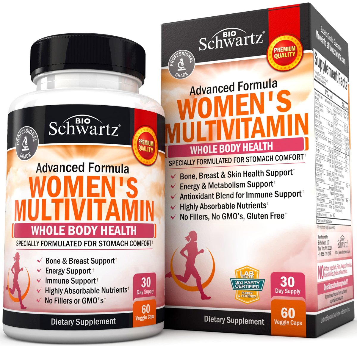 Multivitamin für Frauen mit Vitamin D3 - Multivitamine für Knochen, Brust, Haut, Gelenke, Energie - Vitamine zur Unterstützung des Immunsystems - Natürliche Immunabwehr - Gelenkunterstützung - 60 Kapseln