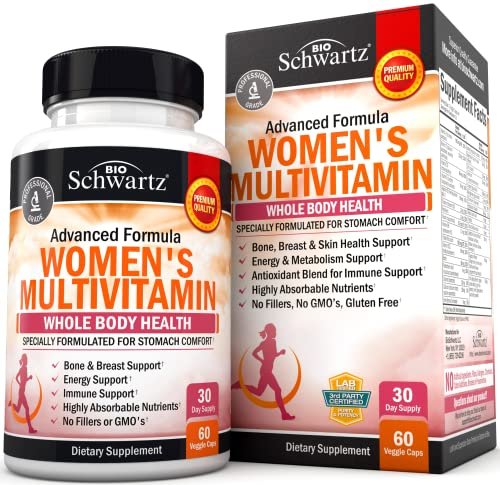 Multivitamin für Frauen mit Vitamin D3 - Multivitamine für Knochen, Brust, Haut, Gelenke, Energie - Vitamine zur Unterstützung des Immunsystems - Natürliche Immunabwehr - Gelenkunterstützung - 60 Kapseln