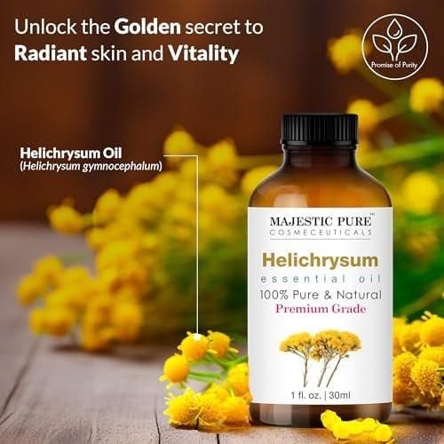 Majestic Pure Helichrysum Ätherisches Öl - 100% Rein & Natürlich - 30 ml mit Glaspipette