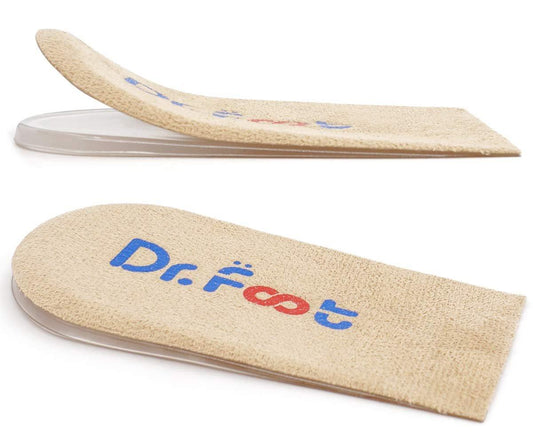 Dr. Foot Verstellbare Orthopädische Fersenerhöhung Einlagen, Höhenzunahme Einlegesohle für Beinlängendifferenzen, Fersensporn, Fersenschmerzen, Sportverletzungen und Achillessehnenentzündung (Beige, 2 Schichten)