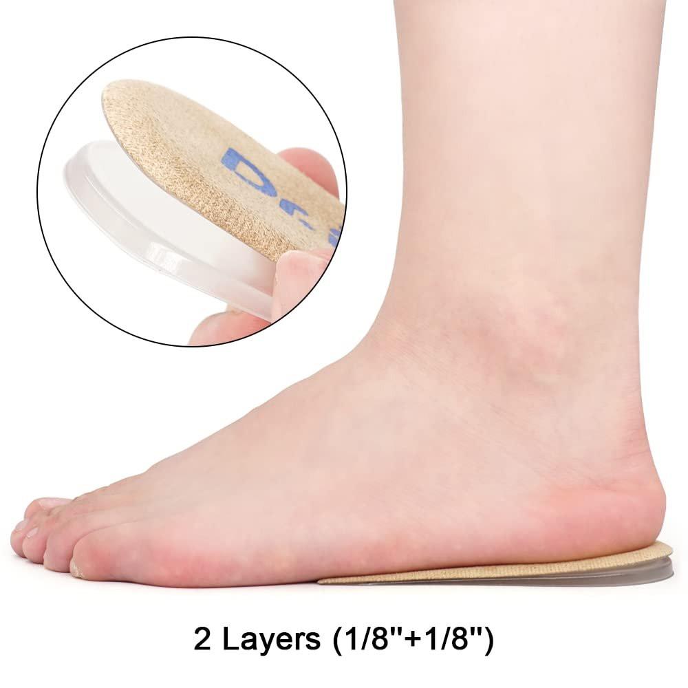 Dr. Foot Verstellbare Orthopädische Fersenerhöhung Einlagen, Höhenzunahme Einlegesohle für Beinlängendifferenzen, Fersensporn, Fersenschmerzen, Sportverletzungen und Achillessehnenentzündung (Beige, 2 Schichten)