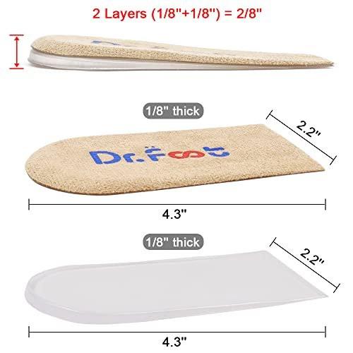 Dr. Foot Verstellbare Orthopädische Fersenerhöhung Einlagen, Höhenzunahme Einlegesohle für Beinlängendifferenzen, Fersensporn, Fersenschmerzen, Sportverletzungen und Achillessehnenentzündung (Beige, 2 Schichten)