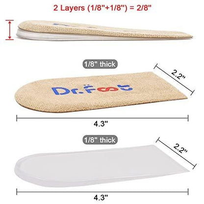 Dr. Foot Verstellbare Orthopädische Fersenerhöhung Einlagen, Höhenzunahme Einlegesohle für Beinlängendifferenzen, Fersensporn, Fersenschmerzen, Sportverletzungen und Achillessehnenentzündung (Beige, 2 Schichten)