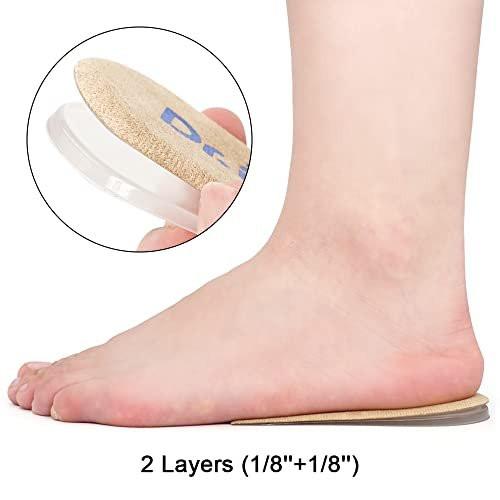 Dr. Foot Verstellbare Orthopädische Fersenerhöhung Einlagen, Höhenzunahme Einlegesohle für Beinlängendifferenzen, Fersensporn, Fersenschmerzen, Sportverletzungen und Achillessehnenentzündung (Beige, 2 Schichten)