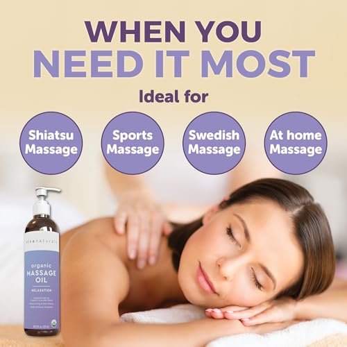Viva Naturals Bio-Massageöl mit Lavendelduft, 237 ml – Nicht fettend, zertifiziertes Bio-Massageöl