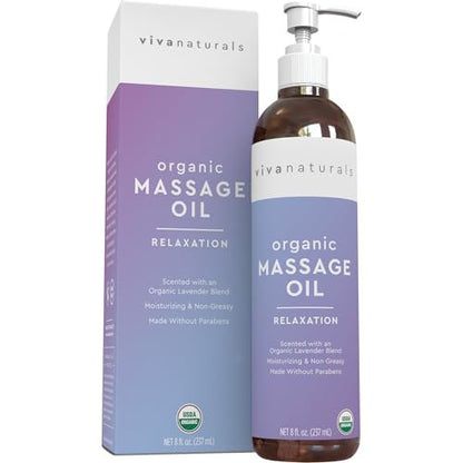 Viva Naturals Bio-Massageöl mit Lavendelduft, 237 ml – Nicht fettend, zertifiziertes Bio-Massageöl