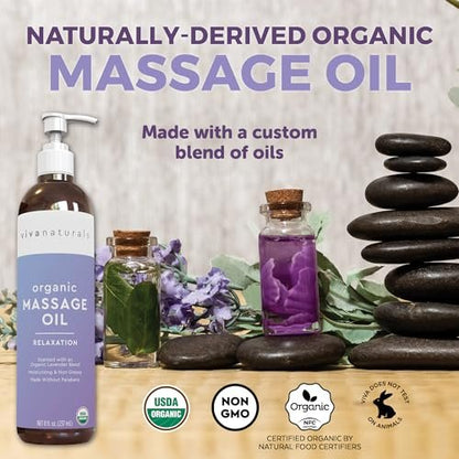 Viva Naturals Bio-Massageöl mit Lavendelduft, 237 ml – Nicht fettend, zertifiziertes Bio-Massageöl