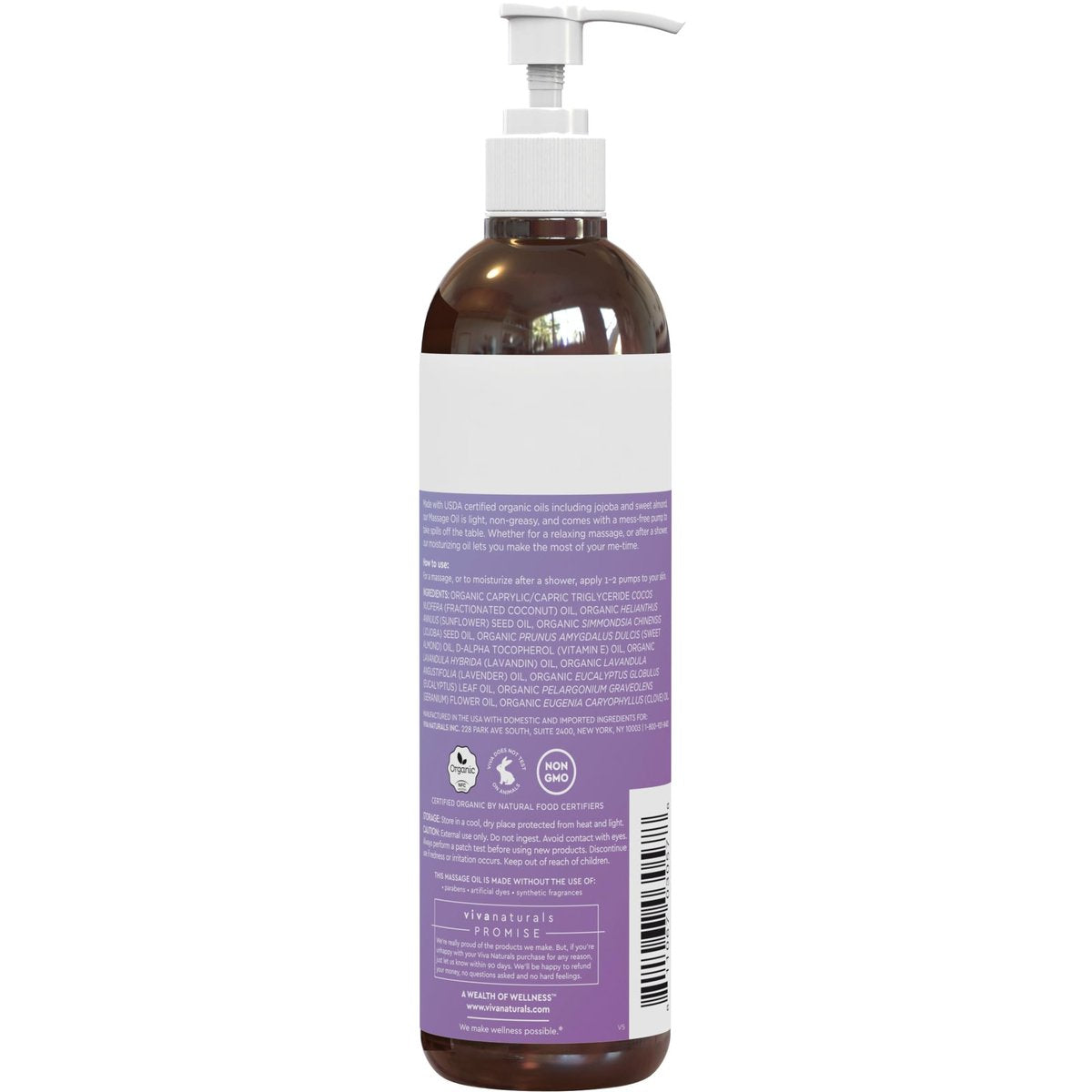 Viva Naturals Bio-Massageöl mit Lavendelduft, 237 ml – Nicht fettend, zertifiziertes Bio-Massageöl
