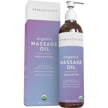 Viva Naturals Bio-Massageöl mit Lavendelduft, 237 ml – Nicht fettend, zertifiziertes Bio-Massageöl
