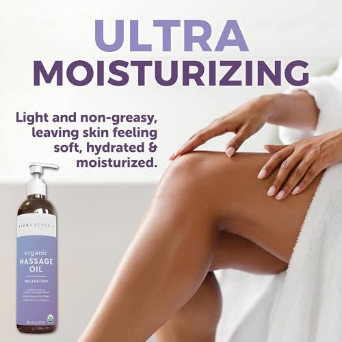 Viva Naturals Bio-Massageöl mit Lavendelduft, 237 ml – Nicht fettend, zertifiziertes Bio-Massageöl