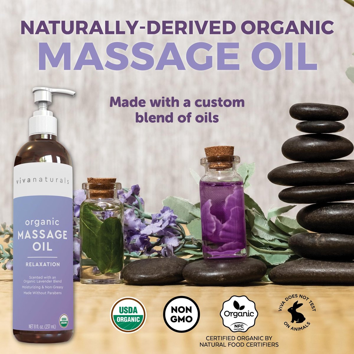 Viva Naturals Bio-Massageöl mit Lavendelduft, 237 ml – Nicht fettend, zertifiziertes Bio-Massageöl