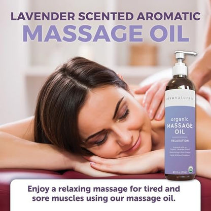 Viva Naturals Bio-Massageöl mit Lavendelduft, 237 ml – Nicht fettend, zertifiziertes Bio-Massageöl
