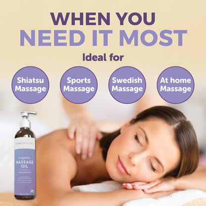 Viva Naturals Bio-Massageöl mit Lavendelduft, 237 ml – Nicht fettend, zertifiziertes Bio-Massageöl