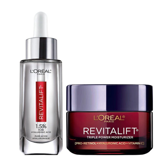 L'Oreal Paris Revitalift 1,5% Reine Hyaluronsäure Gesichtsserum + Triple Power Anti-Aging Feuchtigkeitscreme, 2-teiliges Set