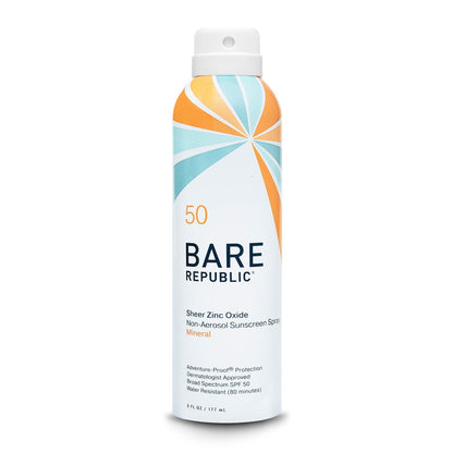 Bare Republic Mineral Sonnenschutz SPF 50 Spray – Sheer & nicht fettend, Vanille-Kokos-Duft, 177 ml