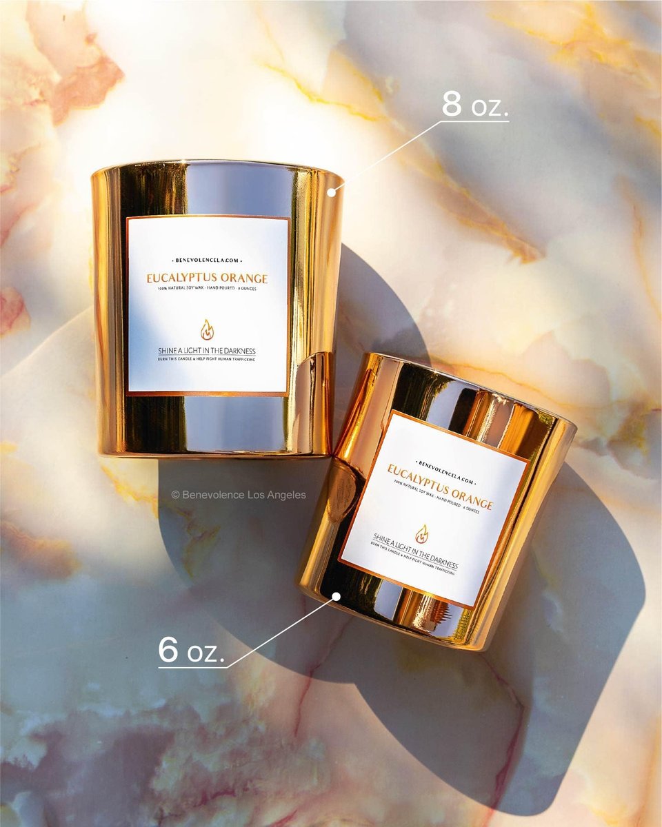 Benevolence LA Eukalyptus Orange Holzdocht Kerzen | Soja Weihnachtsduftkerzen für Zuhause | Geschenk für Frauen und Männer | 227g, 45 Stunden Brenndauer