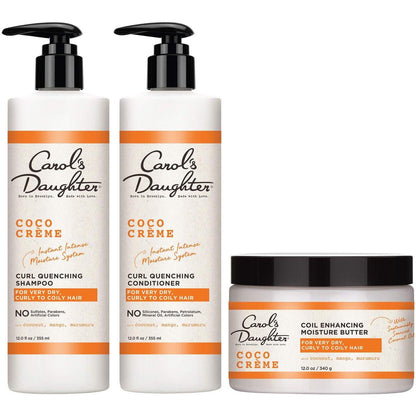 Carol's Daughter Coco Creme Sulfatfreies Shampoo und Conditioner Set mit Silikonfreier Haarbutter für sehr trockenes lockiges Haar mit Kokosöl und Mangobutter