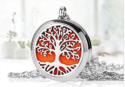 Aromatherapie Diffuser Halskette mit Baum des Lebens Muster – Edelstahl Anhänger