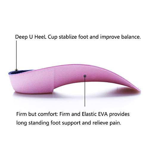 PCSsole 3/4 Ortho-Einlegesohlen mit hohem Fußgewölbe für Plantarfasziitis, Plattfüße, Überpronation und Fersensporn – Schmerzlinderung (Lila, Herren 6,5-8,5 / Damen 7,5-9,5)
