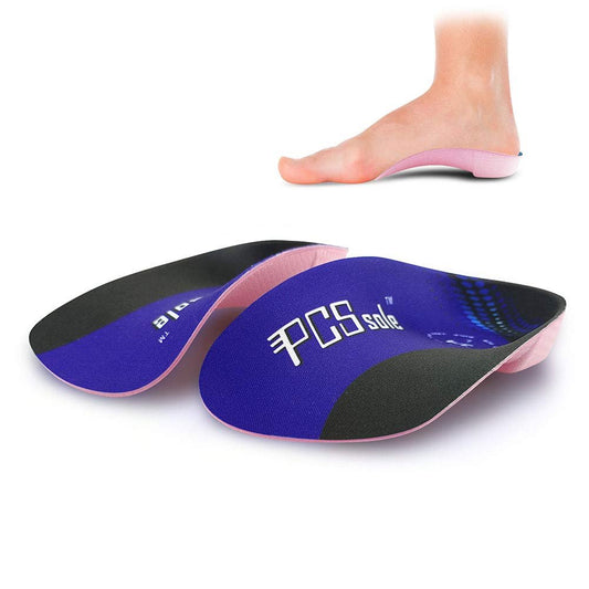 PCSsole 3/4 Ortho-Einlegesohlen mit hohem Fußgewölbe für Plantarfasziitis, Plattfüße, Überpronation und Fersensporn – Schmerzlinderung (Lila, Herren 6,5-8,5 / Damen 7,5-9,5)