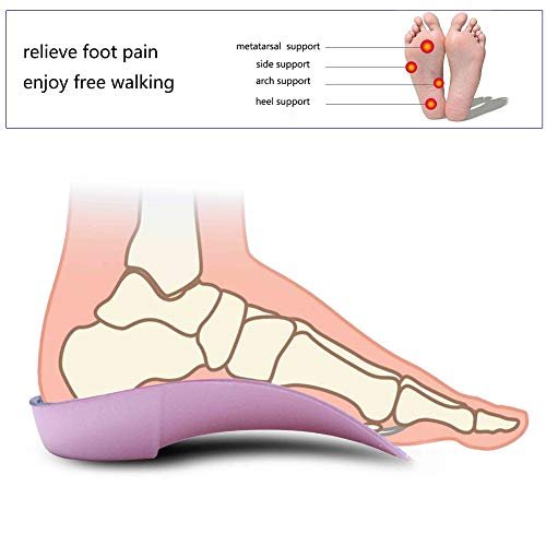PCSsole 3/4 Ortho-Einlegesohlen mit hohem Fußgewölbe für Plantarfasziitis, Plattfüße, Überpronation und Fersensporn – Schmerzlinderung (Lila, Herren 6,5-8,5 / Damen 7,5-9,5)