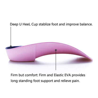PCSsole 3/4 Ortho-Einlegesohlen mit hohem Fußgewölbe für Plantarfasziitis, Plattfüße, Überpronation und Fersensporn – Schmerzlinderung (Lila, Herren 6,5-8,5 / Damen 7,5-9,5)