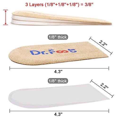 Dr.Foot Orthopädische Fersenerhöhung Einlegesohlen, Höhenausgleich für Beinlängendifferenzen, Fersensporn, Fersenschmerzen, Sportverletzungen und Achillessehnenentzündung (Beige, 3 Schichten)
