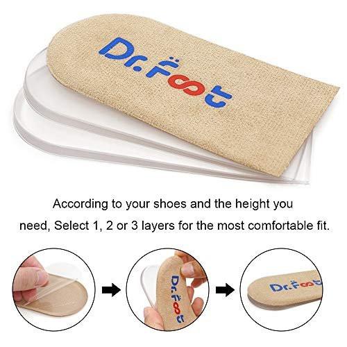 Dr.Foot Orthopädische Fersenerhöhung Einlegesohlen, Höhenausgleich für Beinlängendifferenzen, Fersensporn, Fersenschmerzen, Sportverletzungen und Achillessehnenentzündung (Beige, 3 Schichten)