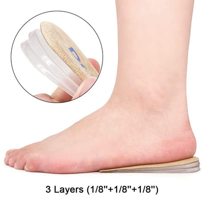 Dr.Foot Orthopädische Fersenerhöhung Einlegesohlen, Höhenausgleich für Beinlängendifferenzen, Fersensporn, Fersenschmerzen, Sportverletzungen und Achillessehnenentzündung (Beige, 3 Schichten)