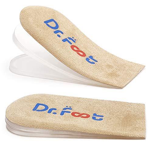 Dr.Foot Orthopädische Fersenerhöhung Einlegesohlen, Höhenausgleich für Beinlängendifferenzen, Fersensporn, Fersenschmerzen, Sportverletzungen und Achillessehnenentzündung (Beige, 3 Schichten)