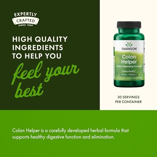 Swanson Colon Helper – Kräuter-Verdauungsergänzung mit Goldsiegel, Ulmenrinde & Aloe (60 Kapseln)