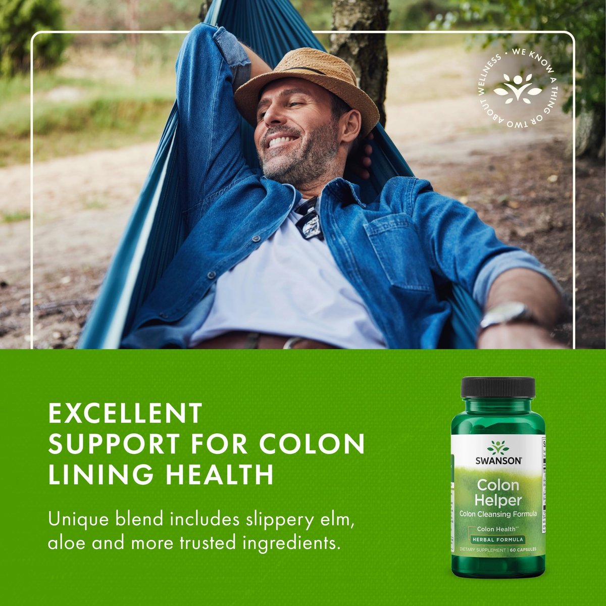 Swanson Colon Helper – Kräuter-Verdauungsergänzung mit Goldsiegel, Ulmenrinde & Aloe (60 Kapseln)
