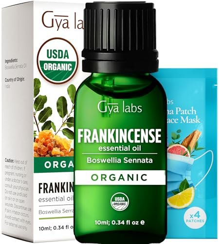 Gya Labs USDA Bio-zertifiziertes Weihrauch Ätherisches Öl - Boswellia Serrata für Haut, Diffuser, Meditation, Aromatherapie, DIY Kerzenherstellung Düfte - 0,34 Fl Oz