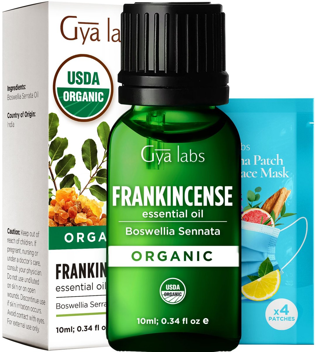 Gya Labs USDA Bio-zertifiziertes Weihrauch Ätherisches Öl - Boswellia Serrata für Haut, Diffuser, Meditation, Aromatherapie, DIY Kerzenherstellung Düfte - 0,34 Fl Oz