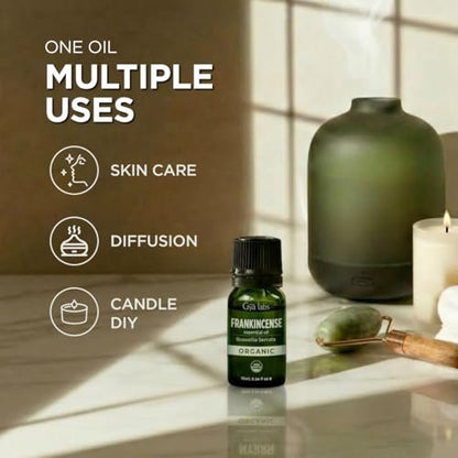 Gya Labs USDA Bio-zertifiziertes Weihrauch Ätherisches Öl - Boswellia Serrata für Haut, Diffuser, Meditation, Aromatherapie, DIY Kerzenherstellung Düfte - 0,34 Fl Oz