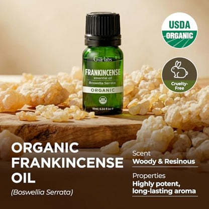Gya Labs USDA Bio-zertifiziertes Weihrauch Ätherisches Öl - Boswellia Serrata für Haut, Diffuser, Meditation, Aromatherapie, DIY Kerzenherstellung Düfte - 0,34 Fl Oz
