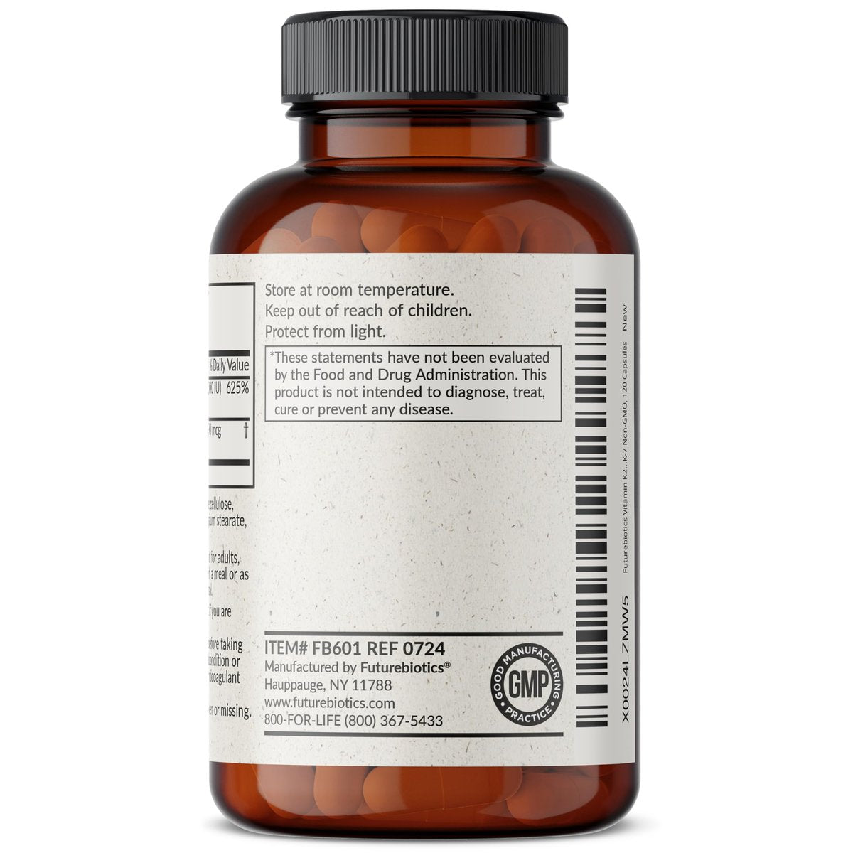 Futurebiotics Vitamin K2 (MK7) mit D3 Supplement - Nicht-GMO Formel - 5000 IE Vitamin D3 & 90 mcg Vitamin K2 MK-7, 120 vegane Kapseln
