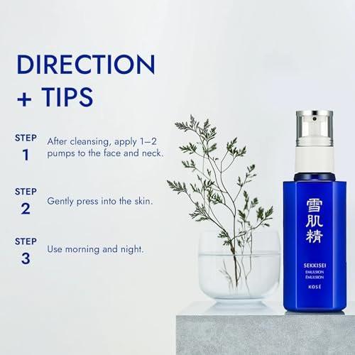 SEKKISEI Emulsion – Leichte, feuchtigkeitsspendende Gesichtspflege mit Vitamin C und Jober’s Tränen Extrakt, 140 ml