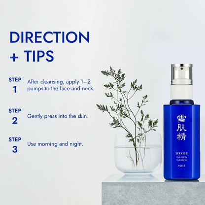 SEKKISEI Emulsion – Leichte, feuchtigkeitsspendende Gesichtspflege mit Vitamin C und Jober’s Tränen Extrakt, 140 ml