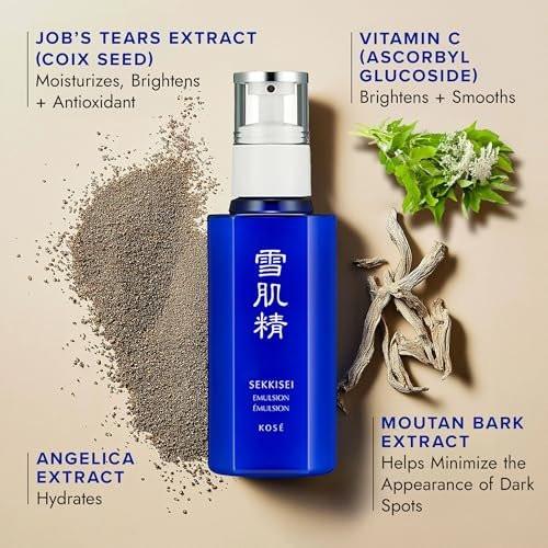 SEKKISEI Emulsion – Leichte, feuchtigkeitsspendende Gesichtspflege mit Vitamin C und Jober’s Tränen Extrakt, 140 ml