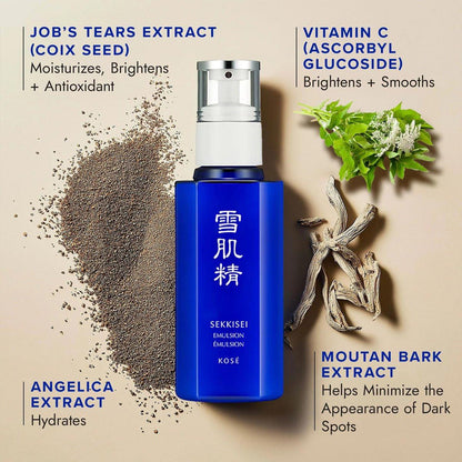 SEKKISEI Emulsion – Leichte, feuchtigkeitsspendende Gesichtspflege mit Vitamin C und Jober’s Tränen Extrakt, 140 ml