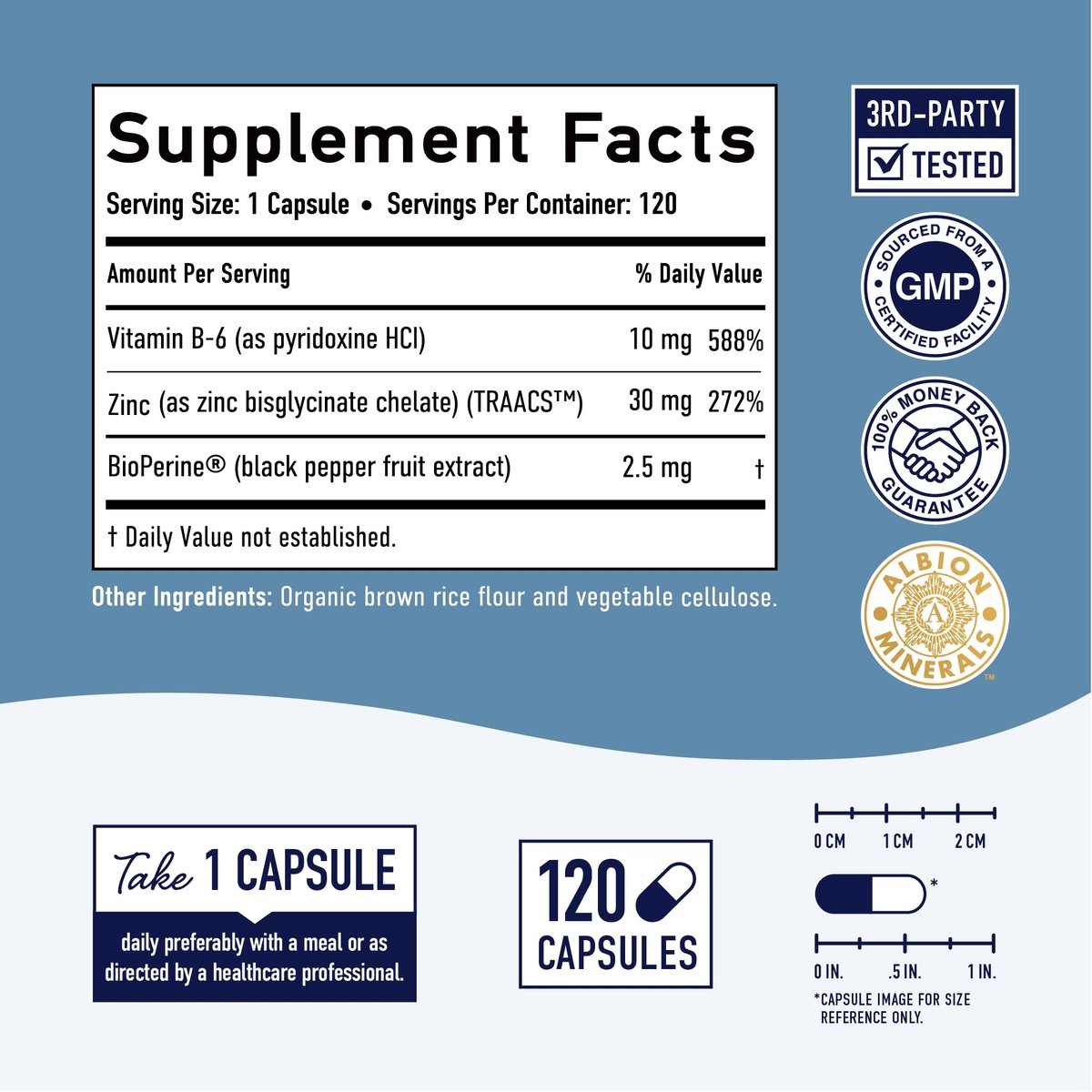 Chelat-Zink-Präparat | Zinkglycinat 30 mg | Hoch absorbierbares TRAACS cheliertes Bisglycinat, Vitamin B6 und BioPerin | Immununterstützung, Akne & Energie | Nicht-GVO, glutenfrei | 120 Kapseln