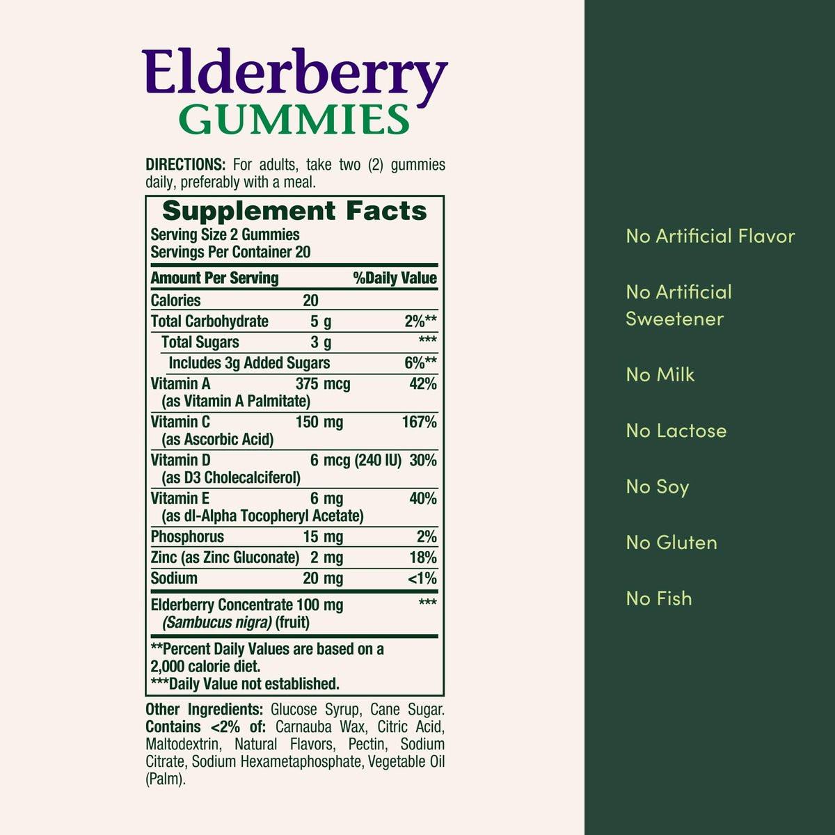 Nature's Bounty Holunderbeeren Gummibärchen – Immununterstützung mit Vitamin A, C, D, E und Zink, 40 Stück