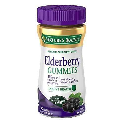 Nature's Bounty Holunderbeeren Gummibärchen – Immununterstützung mit Vitamin A, C, D, E und Zink, 40 Stück