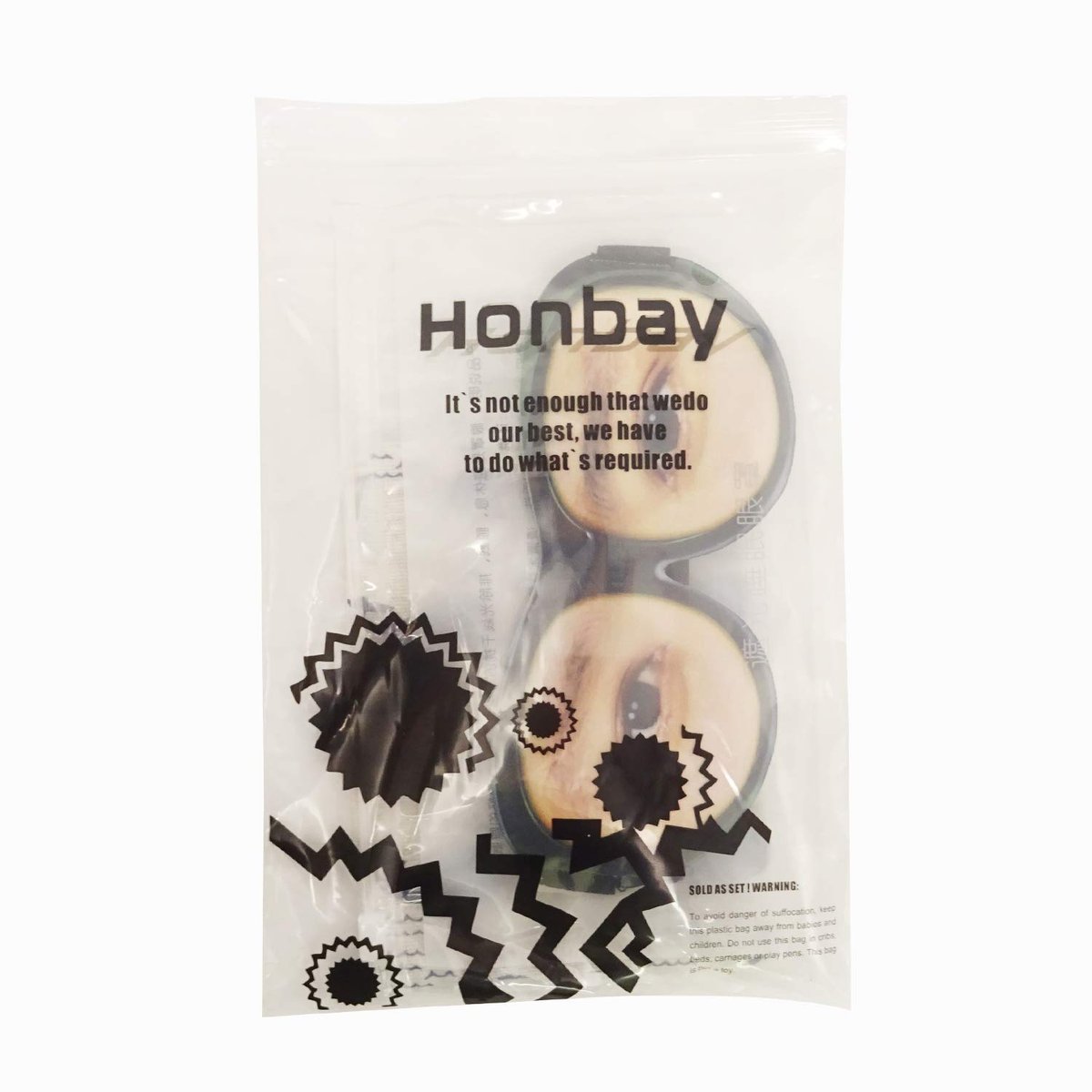 Honbay 3D Lustige Augenmaske mit verstellbarem Kopfband – Weiche Schlafmaske aus Memory-Schaum für Reisen, Spiele, Partys und Entspannung (Schwarz)