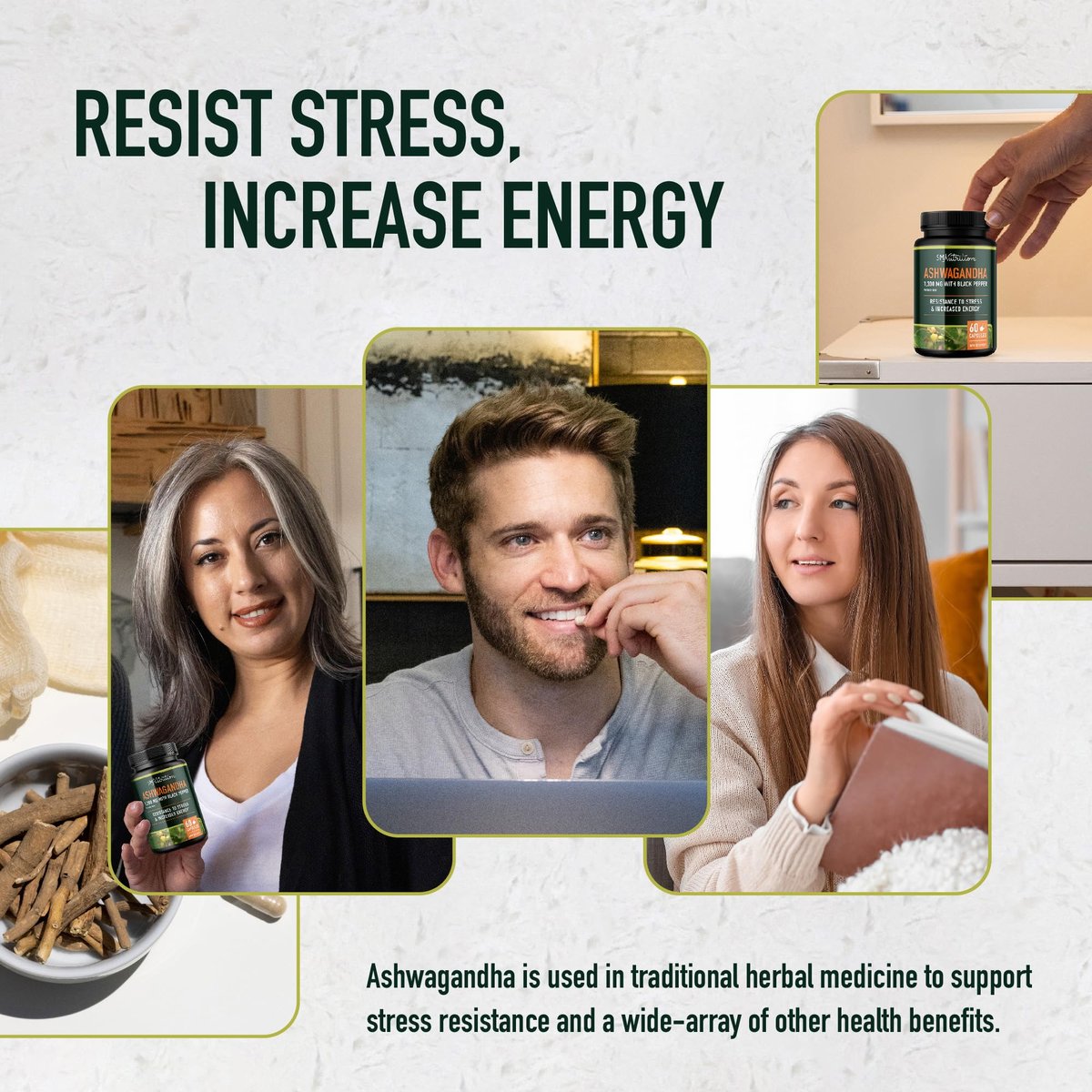 Ashwagandha 1300 mg Kapseln – Stressresistenz und Energieboost | Hochabsorbierendes Adaptogen aus Wurzelpulver mit Schwarzem Pfeffer | Unterstützung bei stressbedingter Müdigkeit | Nicht-GVO | 120 Stück, 2-Monats-Vorrat