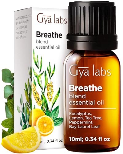 Gya Labs Atemöl-Mischung – 100 % reine natürliche Atemerleichterung mit Eukalyptus, Pfefferminze und mehr für Luftbefeuchter (0,34 Fl Oz)