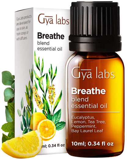 Gya Labs Atemöl-Mischung – 100 % reine natürliche Atemerleichterung mit Eukalyptus, Pfefferminze und mehr für Luftbefeuchter (0,34 Fl Oz)