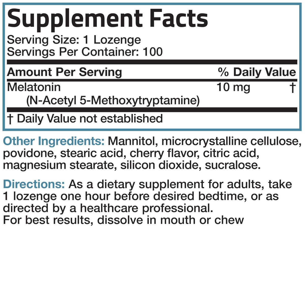 Bronson Melatonin 10 mg Kirschgeschmack – Schnell lösliche Tabletten, 360 Stück, Vegetarische Lutschtabletten